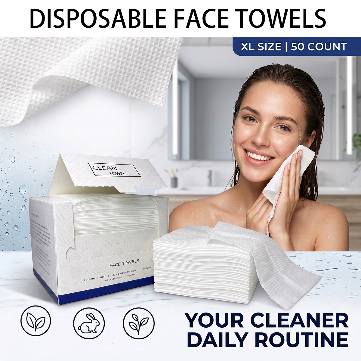 50Pcs/Box Disposable Face Towe - Xl Skincare 评论和价格