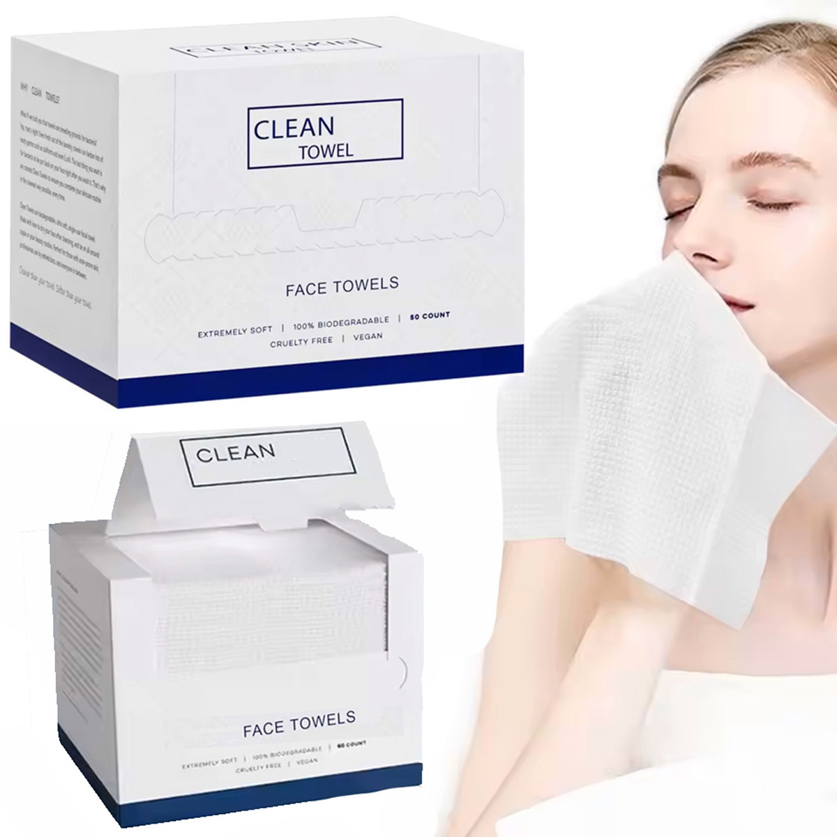 50Pcs/Box Disposable Face Towe - Xl Skincare 评论和价格
