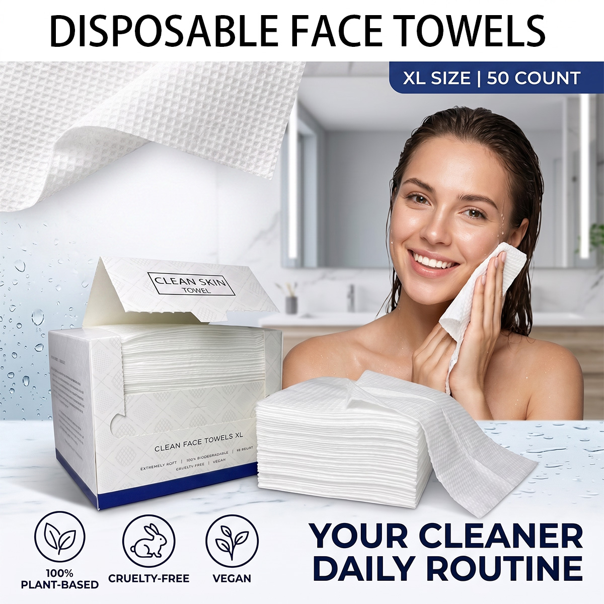 50Pcs/Box Disposable Face Towe - Xl Skincare 评论和价格